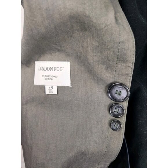 Men’s London Fog Double Breasted Trench-Coat 42 Reg Gray w Zip Out Lining - Picture 10 of 16